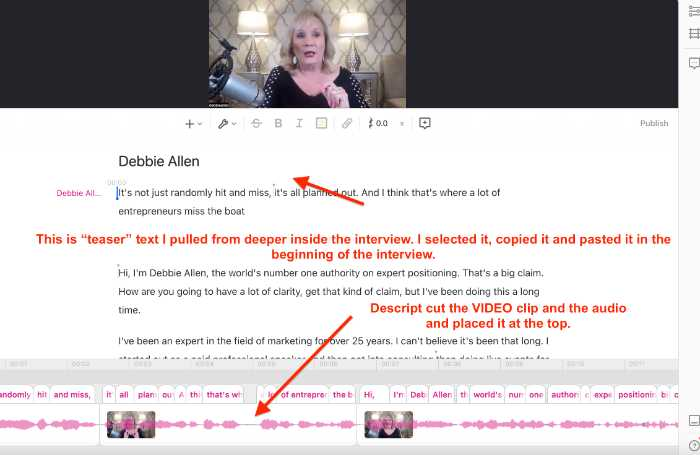 Inside Descript where you can edit, videos all in one screen how to search and find words in video